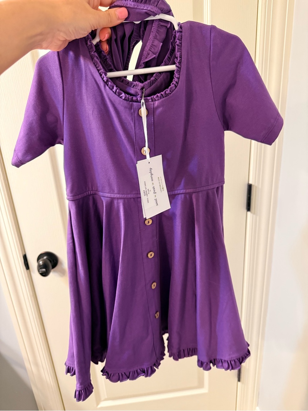 Well Dressed Wolf-Omi Jo Purple Button Ruffle Tunic Dress and ruffle Shorts NWT
